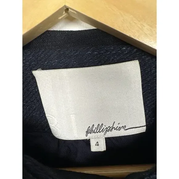 Phillip Lim Linen Blend Asymmetrical Tailored Blazer Jacket in Navy Size 4